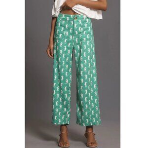 Anthropologie Meave The Colette Cropped Wide-Leg Pants Linen Edition Seahorse 26